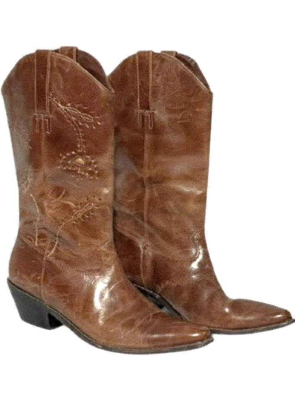 MATISSE Classic Brown Leather Western Pointed Toe Boots Size 7